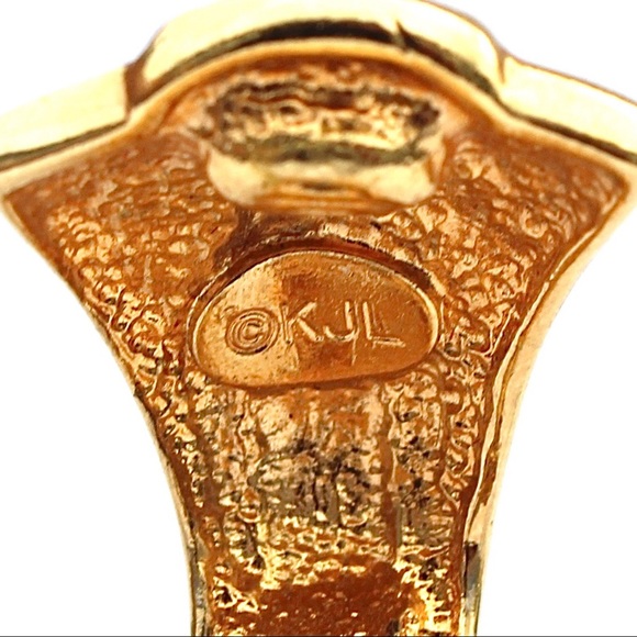 Vintage Kenneth Jay Lane Clip On Earrings Gold - Picture 4 of 5